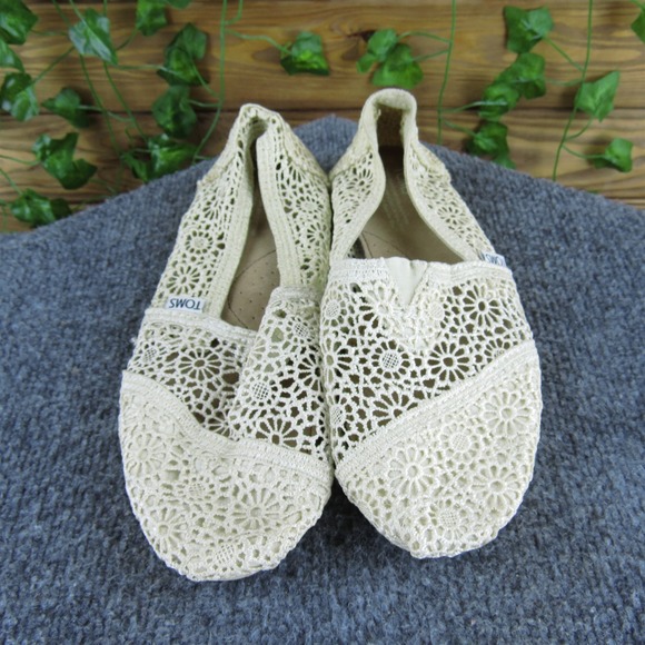 TOMS Women Alpargata Classic Flat Beige Fabric Sz 8.5 Medium Used 2025 - Picture 2 of 6